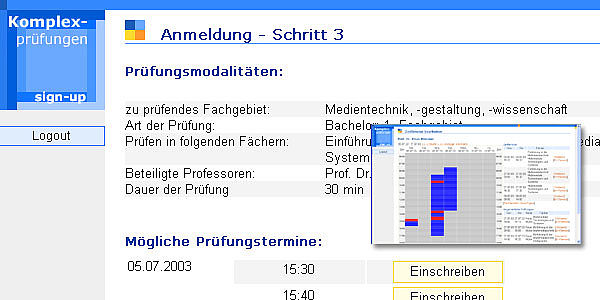 Reservierungssystem für mündliche Komplexprüfungen